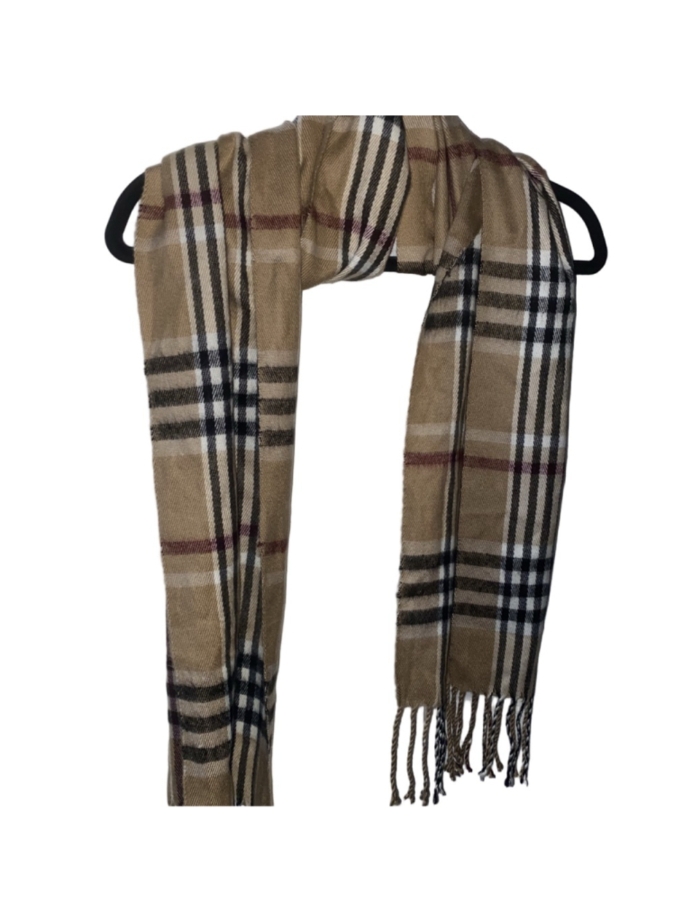 Women's Pierre Cardin Tan Black Plaid Cashmillion Soft Classy Scarf